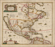 North America and California as an Island Map By Henricus Hondius / Jan Jansson