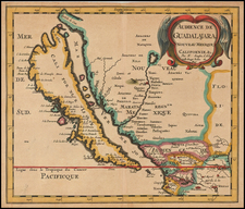 Southwest, Mexico, Baja California and California Map By Nicolas Sanson