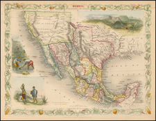 Texas, Southwest, Rocky Mountains, Mexico and California Map By John Tallis
