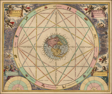 Northern Hemisphere, Polar Maps, California as an Island and Celestial Maps Map By Andreas Cellarius