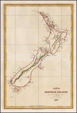 New Zealand Map By Jules Sebastian Cesar Dumont-D'Urville