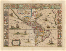 North America, South America and America Map By Willem Janszoon Blaeu