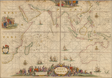 Indian Ocean, China, India, Southeast Asia, Philippines, Other Islands, Central Asia & Caucasus, Middle East, Africa, South Africa, East Africa, Australia & Oceania, Australia, Oceania and Other Pacific Islands Map By Johannes Van Keulen