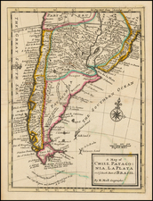 South America and Brazil Map By Herman Moll