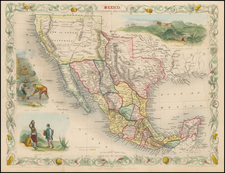 Texas, Southwest, Rocky Mountains, Mexico and California Map By John Tallis