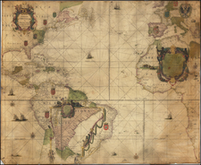 Atlantic Ocean, New England, Mid-Atlantic, Florida, South, Southeast, Texas, North America, Mexico, Caribbean, Central America, South America, Brazil, Europe, Europe, Africa, Africa, North Africa, South Africa, West Africa and Canada Map By Willem Janszoon Blaeu / Pieter Goos / Johannes Loots