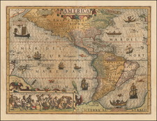 Western Hemisphere and America Map By Jodocus Hondius