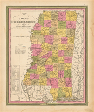 Mississippi Map By Samuel Augustus Mitchell