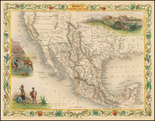 Texas, Southwest, Rocky Mountains, Mexico and California Map By John Tallis