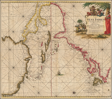 United States, Florida, Caribbean, Central America and Canada Map By Johannes Van Keulen