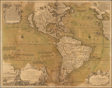 South America and America Map By Nicolas de Fer / J.F. Bernard