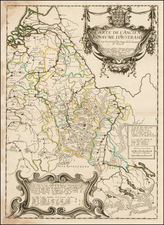 Switzerland, France and Germany Map By Melchior Tavernier