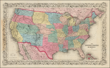 United States and Plains Map By Joseph Hutchins Colton