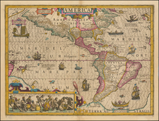 Western Hemisphere, South America and America Map By Jodocus Hondius