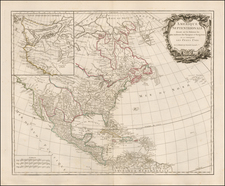 United States and North America Map By Gilles Robert de Vaugondy