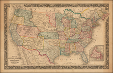 United States Map By Samuel Augustus Mitchell Jr.