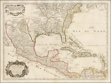 United States, Texas, Midwest, Plains, Southwest and Mexico Map By Guillaume De L'Isle