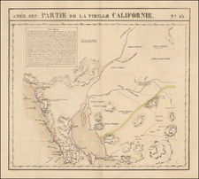 Arizona, Baja California and California Map By Philippe Marie Vandermaelen