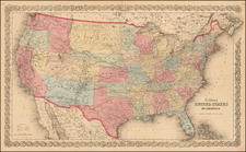 United States Map By Joseph Hutchins Colton