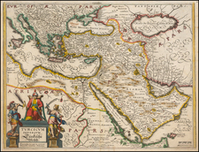 Turkey, Mediterranean, Middle East and Turkey & Asia Minor Map By Matthaus Merian