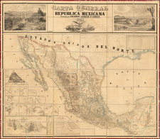 Texas, Southwest and Mexico Map By Antonio Garcia y Cubas