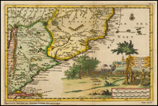 South America and Brazil Map By Pieter van der Aa