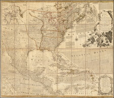 United States and North America Map By John Gibson  &  Emanuel Bowen