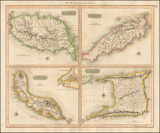 West India Islands  [Curacao, Trinidad, Grenada and Tobago] [4 maps on 1 sheet] By John Thomson