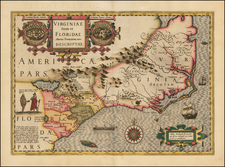 Mid-Atlantic and Southeast Map By Jodocus Hondius