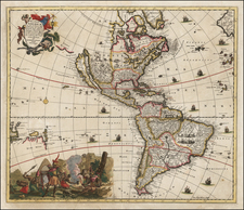 California as an Island and America Map By Jacob Sandrart