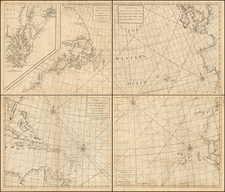 Atlantic Ocean, Mid-Atlantic, Southeast, South America and America Map By John Senex / Edmond Halley / Nathaniel Cutler