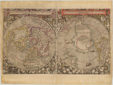 World, Northern Hemisphere and Southern Hemisphere Map By Cornelis de Jode