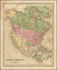 Texas and North America Map By Thomas Gamaliel Bradford