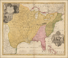 United States, South, Southeast, Texas, Midwest, Plains and Southwest Map By Johann Baptist Homann