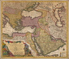 Turkey, Mediterranean, Middle East and Turkey & Asia Minor Map By Matthaus Seutter