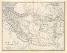 Central Asia & Caucasus and Middle East Map By W. & A.K. Johnston