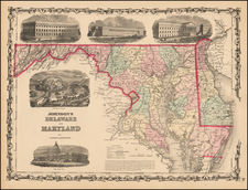 Mid-Atlantic, Maryland and Delaware Map By Alvin Jewett Johnson  &  Ross C. Browning