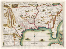 South, Southeast, Texas and Midwest Map By Nicolas de Fer