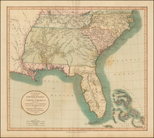 Florida, South, Alabama, Mississippi, Tennessee, Southeast, Georgia, North Carolina and South Carolina Map By John Cary