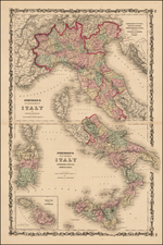 Italy Map By Alvin Jewett Johnson  &  Ross C. Browning