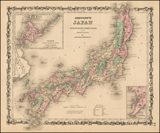 Japan Map By Alvin Jewett Johnson  &  Ross C. Browning