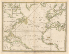 Atlantic Ocean and North America Map By Jean Lattré