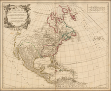 North America Map By Gilles Robert de Vaugondy