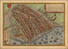 Netherlands Map By Georg Braun  &  Frans Hogenberg