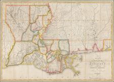 South, Louisiana, Alabama and Mississippi Map By William Darby