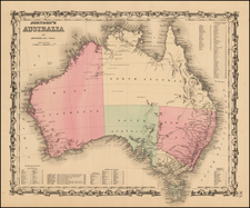 Australia Map By Alvin Jewett Johnson  &  Ross C. Browning