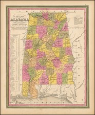 Alabama Map By Samuel Augustus Mitchell