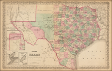 Texas Map By Joseph Hutchins Colton