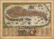 Italy and Venice Map By Georg Braun  &  Frans Hogenberg