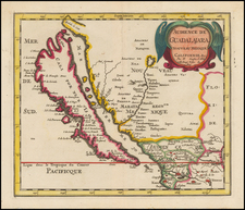 Southwest, Mexico, Baja California and California Map By Nicolas Sanson